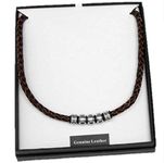 Equilibrium Men's Brown Leather Necklace Gift Boxed Random Design One Only