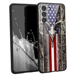 for Samsung Galaxy S21 Case American Flag,US American Flag Camo Deer Skull Hunter Hunting Samsung Case for Men Boys Girls, Soft Silicone with Trendy Graphic Case for Samsung Galaxy S21