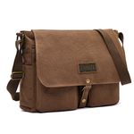 LOSMILE 15.6" Laptop Shoulder Bag, Men's Messenger Bags, Vintage Canvas Bag for School and Work, Satchel Bags, Large Size.(Coffee)