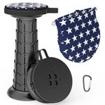 ALEVMOOM 20.4“Portable Telescopic Stool with Cushion, Collapsible Stool Retractable More Sturdy Capacity 440Ibs, Lightweight Camping Stools Folding Stool for Garden Fishing Hiking BBQ with Bag