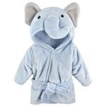 Hudson Baby Animal Plush Bathrobe, Blue Elephant, 0-9 Months