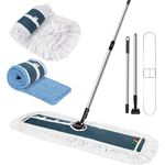 MASTERTOP 36.8" Commercial Dust Mop, Large Flat Mop with 2 Microfiber Pads for Floor Cleaning, Professional Industrial Cotton Mops with 51.6" Long Handle for Hardwood, Tile, Laminate, Garage, Office