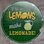 Metal Tin Sign Round Make Lemonade Decor Bar Pub Retro Poster 12'' Diameter