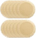 FunWheat Paper Round Placemats Set of 12 for Dining Tables 15 Inch Heat Resistant Table Mats Handmade Natural Place mats for Farmhouse Decoration(Beige)