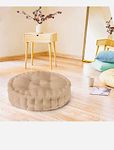 M-TEXITO Round Floor Cushions, Large Sitting Cushion, Cotton Cushion, Garden Cushion, Box Cushion for Sofa, Pooja, Yoga, Balcony (Pack of 1) (16 * 16 in, Cream)