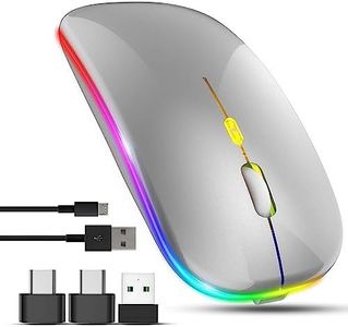Wireless Mouse for Laptop With 2 USB A to USB C Adapter, 2.4GHZ Bluetooth Mouse Rechargeable, USB Mouse With 3 Buttons-Laptop Mouse Wireless PC Mouse 800 to 2400 Dpi, Laptop Mouse Computer Accessories