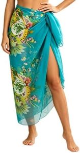 MissShorthair Women Beach Sarong Chiffon Swimsuit Cover Ups, High Slit Vacation Pareos Swimwear Bikini Wrap Bathing Suit Blue