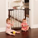 Toddleroo by North States 40.5" Wide Stone Arch Auto Close Baby Gate: Self-Closing gate with Hold-Open Feature. Pressure Mount. Fits Openings 29.75” to 40.5” Wide (31" Tall, Bronze)