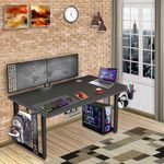 Xtreme PRO M1-Gaming, Work & Study Desk. Large for PC, Dual Monitors, iMac, and Laptops. Carbon Steel & Engineered Wood. Black Stand Desk. 4 Feet x 2 Feet (XPM1B4_ Smoked-Pine)