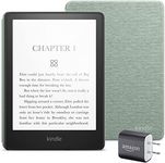 Kindle Paperwhite Essentials Bundle including Kindle Paperwhite (16 GB) - Fabric Cover - Agave Green, and Power Adapter