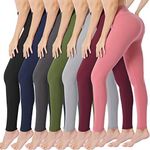 VALANDY Black High Waisted Leggings for Women Stretch Tummy Control Athletic Workout Running Yoga Pants Extra Plus Size 7 Pack