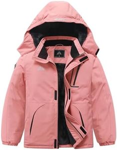 IDTALHZY Kid's Ski Jacket Waterproof Winter Coat Boy's and Girl's Fleece Snowboarding Jackets with Detachable Hood