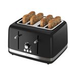 Tefal Black Collection 4-Slot Toaster, 7 Browning Levels, Defrost-Stop-Reheat Functions, Removable Crumb Tray, High-lift, Self-Centring Racks, 1430W, TF3058G0, Matte Black