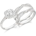 Newshe Jewellery Wedding Rings for Women AAAAA Cz Engagement Bridal Band Set 925 Sterling Silver Enhancers and Wraps Size 6