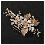 SWEETV Gold Wedding Hair Comb-Handmade Bridal Hair Clip Wedding Hair Accessories for Women