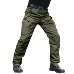 Hiwise Men's Stretch Tactical Pants Water Resistant Ripstop Cargo Pants Outdoor Lightweight EDC Work Hiking Pants (Army Green, 44WX32L)