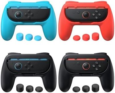 FASTSNAIL 4 Pack Grips for Nintendo Switch 2 (2025) for Joy-Con 2, Wear-Resistant & Anti-Slip Switch 2 Controllers Grips Handle Kit, Switch 2 Holder Accessories for Joycon 2(Black,Black,Red,Blue)