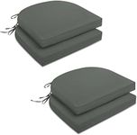 HARBOREST Outdoor Chair Cushions Set of 4 - Round Corner Waterproof Outdoor Cushions for Patio Furniture - Patio Furniture Cushions with Ties, 17"x16"x2", Dark Grey