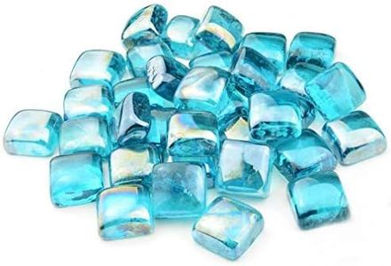 Stanbroil 10-Pound Reflective Fire Glass Cubes - 1 inch Fire Glass for Fireplace Fire Pit, Caribbean Blue Reflective