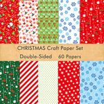 FEPITO 60 Sheets Christmas Pattern Paper Set, 14 x 21cm Decorative Paper for Card Making Scrapbook Decoration, 10 Designs