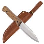 BPS Knives B1 SSH- Stainless Steel Bushcraft Knife With Leather Sheath - Camping Knives - Outdoor Full Tang Fixed Blade Knife - Handmade Camp Knife - Survival Tactical Knife