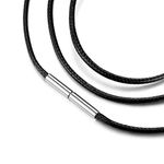 Suplight Black Wax Cord Necklace 2mm for Men & Women, Leather Braided Rope Chain for Jewelry Making with Stainless Steel Magnetic Clasp, Multilayered Bracelet Collar Choker Necklace for Women 18"