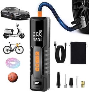 Tire Inflator Portable Air Compressor, Air Pump for Car Tires, Bike Pump, Portable Tire Inflator for Car, Motorcycle, Bike & Balls - 150PSI, 6000mAh Battery, LED Light & Auto Shut-Off Function