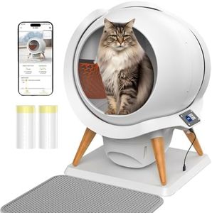 HoneyGuaridan Self Cleaning Cat Litter Tray with APP Control, Waterproof Automatic Cat Litter Box, Smart Robot Litter Box, Safety Protection 0 Risk, Odor-Free, 63L Large-Open for Multi-Cats 3-33lb