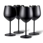 Oak & Steel - Stainless Steel Wine Glasses, 550ml (4, Black Matte)