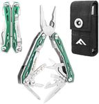 FLISSA Multi Tool Pliers, Green 16 in 1 Stainless Steel Multipurpose tool with Tactical Multitool Knife, Screwdrivers, Saw, Bottle Opener and Durable Sheath, Essential Gear for Outdoor Adventures