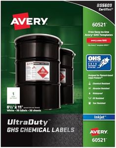 Avery Ultra Duty GHS Chemical Labels for Pigment Inkjet Printers, Waterproof, UV Resistant, 8.5 x 11 (60521)