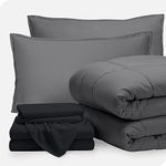 Bare Home Bed-in-A-Bag 7 Piece Comforter & Sheet Set - Full XL - Goose Down Alternative - Ultra-Soft 1800 Premium Bed Set (Full XL, Grey/Black)