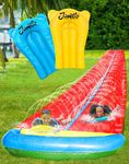 Jambo 24 Ft XL Slip Splash and Slide with Inflatable Crash Pad (Double Lane, 31.5ft XXL Slide), Heavy Duty Water Slide Splash Mat Outdoor Water Sprinkler