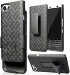 Case with Clip for BlackBerry KEYone, Nakedcellphone Black Kickstand Cover + Belt Hip Holster for BlackBerry KEYone Phone (Verizon/ATT/Sprint/Unlocked)