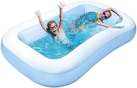 OUTO 5.5 Feet Rectangular Inflatable Pool Full-Sized Swimming Bathtub for Kids Outdoor, Garden, Summer Party (Blue, Pump Not Included)