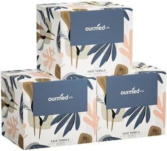 Ourmed Life Disposable Face Towel | 150 Count Lint-Free Biodegradable Clean Towels | Dry Makeup Remover Wipes | Super Soft & Thick for Sensitive Skin | 10-Inch X 12-Inch Extra Large Size | Pack of 3