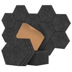 12pcs Hexagon Acoustic Absorption Panels,High Density Self-adhesive Soundproofing Panel and Sound Absorption,Easy Install,for Children Fire Prevention.Recording Room,Wall Decoration(Black)