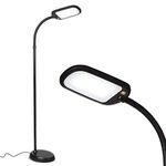 Brightech Litespan Slim Floor lamp, Modern LED Lamp for Living Rooms & Offices, Tall Lamp with Adjustable Gooseneck, Work Light for Crafts, Dimmable Standing Lamp for Bedroom Reading - Black