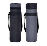 MARINE PEARL Sleeve with Adjustable Shoulder Handle and Zipper Closure Polyester Thermal Bottle Cover (Black and Grey, 1L) - Set of 2