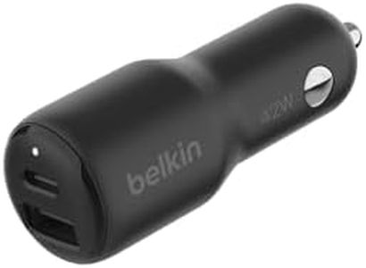 Belkin BoostCharge Dual Car Charger 42W w/Fast Charge USB-C 30W PPS & 12W USB-A Ports for Apple iPhone 15, 15 Pro, 15 Pro Max, iPhone 14 Series, iPhone 13 Series, Samsung Galaxy S23, & More - Blac