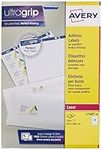 Avery Self Adhesive Address Mailing Labels, Laser Printers, 21 Labels Per A4 Sheet, 210 Labels, UltraGrip (L7160-10), White