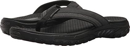 Skechers Men's cobano Relaxed-Fit Reggae Flip-Flop, Black, 10