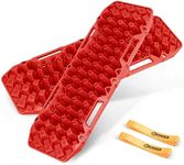 Recovery Traction Boards- BUNKER INDUST Offroad Traction Mat Red Traction Tracks with Straps for Sand Mud Snow, Pack of 2