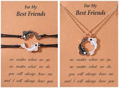 Yin Yang Necklace Bracelet for Women Men Matching Black White Tai Chi Necklace for Couples Fish Friendship BFF Bracelets Necklaces Jewelry Set, 3cm, Zinc, No Gemstone