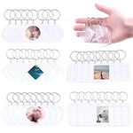 Swpeet 40Pcs Pendant Picture Frame Keyrings, Make Your Own Keyring Kit, Central Pendant for Kids To Assemble And Attach To Key Rings And Bags, Transparent, Small