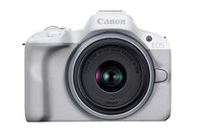 Canon EOS R50 Mirrorless Camera (White) + RF-S 18-45mm F4.5-6.3 IS STM Lens - 24.2MP, APS-C, 15fps | 4K 30p Oversampled 6K Video | Wi-Fi and Bluetooth | Compact, Portable for Travel & Vlogging