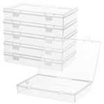 Ganydet 6 Packs, 7.2'' × 4.6'' × 1.3'' Small Plastic Boxes, Rectangular Small Plastic Containers with Lid, Craft Box Containers for Craft Supplies and Little Bits