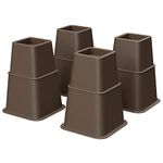 SONGMICS Bed Risers, 8-Pack Furniture Risers, Heavy Duty Bed Lifts in Heights of 3, 5 or 8 Inches, Lifts up to 1300 lb, Stackable Risers for Sofa, Table Legs Extenders, Brown UCDG001K01