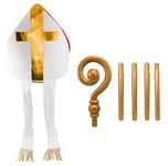 Nicky Bigs Novelties Adult Bishop Priest Pope Hat And Gold Crozier Staff Saint Costume Accessory Set