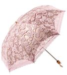 Honeystore Lace Travel Parasol Twice Folding Anti-uv Sunshade Windproof Umbrella Pink